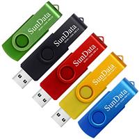 SunData 32GB Memory Stick 5 Pack USB 2.0 Flash Drive Swivel Design Thumb Drives USB Stick Pen Drive for Data Storage with LED Light
