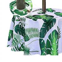 Eternal Beauty Rectangle Indoor & Outdoor Waterproof Tablecloth with Umbrella Hole and Zipper for Patio Garden Party and BBQ