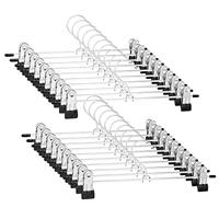 Trouser Hanger, WEIDMAX Pant Hangers 40 Pcs Space Saving Skirt Hangers with Clips Adjustable Non-Slip Coat Suit Skirt Hangers Heavy Duty Chrome Clothes Hangers Clothes Hook