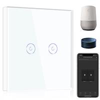 BSEED Smart Light Switch,Compatible with Alexa and Google Home WIFI Touch Switch, Tempered Glass Touch Screen Switches (Neutral Line Need)