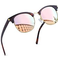 Joopin Semi-Rimless Polarised Sunglasses Man - UV400 Protection Retro Half Frame Sunglasses Unisex P