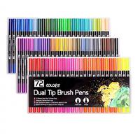 120 Dual Tip Brush Pens, 0.4 mm Fineliner Tip and 2 mm Brush Tip, Felt Pens Colouring Pens for adults Colouring Books