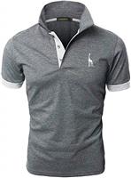 GNRSPTY Mens Short Sleeve Polo Shirts Classic Giraffe Embroidery Golf Tennis T-Shirt