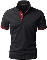 GNRSPTY Mens Short Sleeve Polo Shirts Classic Giraffe Embroidery Golf Tennis T-Shirt