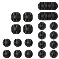 URAQT Cable Clips Holders Cable Tidy Clips Management, Desktop Cord Holder, Charging Cord Cable Management for Home, Office, Car and Desk, Black