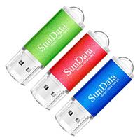SunData 32GB USB Flash Drive 5Pack 32GB USB 2.0 Memory Stick Thumb Drives Pen Drive USB Stick for Data Storage with LED Light(5 Colors: Black Blue Green Red Gold)