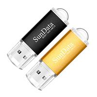SunData 32GB USB Flash Drive 5Pack 32GB USB 2.0 Memory Stick Thumb Drives Pen Drive USB Stick for Data Storage with LED Light(5 Colors: Black Blue Green Red Gold)