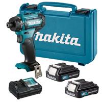 Makita DF033DWAE 12V Max Li-Ion CXT Drill Driver Complete with 2 x 2.0 Ah Li-Ion Batteries and Charger Supplied in A Carry Case
