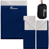 SUNMER Double Sleeping Bag King Size - 300GSM, 3-4 Season - Converts into 2 Single Sleeping Bags - Waterproof, Ideal for Camping and Hiking Trips - Navy