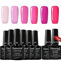 KANORINE 8pcs Nail Gel polish Set (6 colors + base & top coat) Soak off UV/LED Gel Nail Polish Long Lasting Gel Varnish Manicure Set 10ml x8pcs
