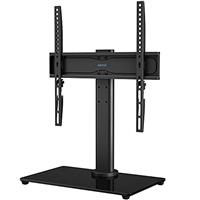 BONTEC Universal Swivel Table Top TV Stand for 26-55 LED OLED LCD Plasma Flat Curved Screens Height Adjustment Pedestal Glass Base Max. VESA 400x400mm up to 40KG
