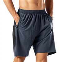 HMIYA Men's Casual Sports Quick Dry Workout Running or Gym Training Short with Zipper Pockets