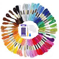 Embroidery Kit,AUERVO Cross Stitch Kits with 120 Skeins Embroidery Threads,5 Bamboo Embroidery Hoops,3 Pcs Aida Cloth,40 Sewing Pins,Starter Kit with Protable Bag for Adults and Beginners