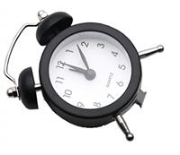 SHISI Mini alarm clock cute cartoon round portable metal clo