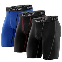 Runhit 3 Pack Compression Shorts Men Sports Underwear Base Layer Spandex Cycling Shorts Mens for Running Workout Gym Rugby Yoga Boxing