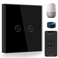 BSEED Smart Light Switch,Compatible with Alexa and Google Home WIFI Touch Switch, Tempered Glass Touch Screen Switches (Neutral Line Need)