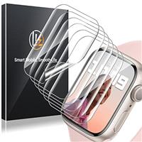 LK 6 Pack for Apple Watch Series 9 8 7 45mm/Series 6 5 4 SE 44mm Screen Protector, Apple Watch Screen Protector 44mm/45mm, High Definition, Bubble Free, Self-Healing Clear Flexible TPU Film