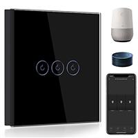 BSEED Smart Light Switch,Compatible with Alexa and Google Home WIFI Touch Switch, Tempered Glass Touch Screen Switches (Neutral Line Need)