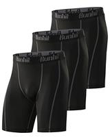 Runhit 3 Pack Compression Shorts Men Sports Underwear Base Layer Spandex Cycling Shorts Mens for Running Workout Gym Rugby Yoga Boxing