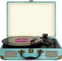Record Player Vintage 3-Speed Bluetooth Vinyl Turntable with Stereo Speaker, Belt Driven Suitcase Vinyl Record Player