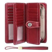 SENDEFN Genuine Leather Purses for Women, RFID Large Ladies Purse, Wallet for Women with Wrist Strap