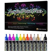 Desire Deluxe Acrylic Paint Pens - Non Toxic Water Based Rock Painting Waterproof Kit Markers for Stone, Ceramic, Glass, Wood, Porcelain, Pebbles - Reversible Round Tip