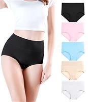 wirarpa Ladies Knickers Full Briefs High Waisted Cotton Underwear Panties for Women 5 Pack