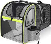 pecute Cat Carrier Dog Backpack Expandable, Portable Breathable Rucksack with Front Opening-Mesh Window-Pockets