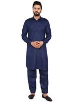 SKAVIJ Men's Pure Cotton Solid Kurta Pajama Set Mandarin Col