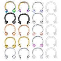 incaton 20G Clear Nose Stud L Shaped Clear Nose Rings Acryli