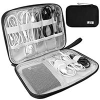 HCFGS Electronics Accessories Organizer Bag, Travel Cable Organiser Bag, Universal Carry Travel Gadget Bag for USB Cable Drive, SD Card,Charger Hard Disk (Black)