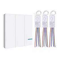 Thinkbee Wireless Light Switch Kit, IP66 Waterproof No Wiring Wall Switch with Small Receiver Remotely Control Your Led Lamps ON/Off 330ft Indoor 1700ft Outdoor, Integrated Power Up to 1000W