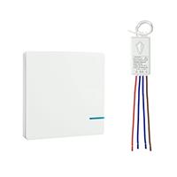 Thinkbee Wireless Light Switch Kit, IP66 Waterproof No Wiring Wall Switch with Small Receiver Remotely Control Your Led Lamps ON/Off 330ft Indoor 1700ft Outdoor, Integrated Power Up to 1000W