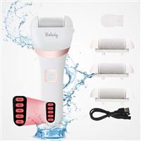 Wolady Electric Foot File, Hard Skin Remover Rechargeable Feet Scrubber Shaver Waterproof Callus Remover for Dry Dead Cracked Feet with 3 Roller Heads