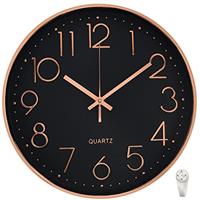 October Elf Modern Wall Clock Silent Non-TickingSimple Style Large Number Display Analog Round Metal Wall Clocks Decorative for Office Bedroom Kitchen Living Room Home Decor 30cm