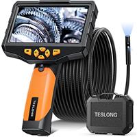 Teslong Dual Lens Inspection Camera, 1080P Endoscope Cam with 5'' IPS Screen, Waterproof Borescope Camera with Lights, 5000mAh Battery, 32G Card, Hard Toolbox, Detachable Snake Scope (16.5FT/5M)