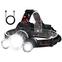 Victoper Rechargeable Headlight with 3 Lights 4 Modes, 6000 Lumen Super Bright LED Lamp, Hands-Free Flashlight Head Torch for Running, Camping, Fishing, Cycling, Hiking, Waterproof
