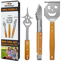 BBQ Tools Set with Grill Spatula, Tongs, Fork - Barbecue Utensils Kit - Surprise Gifts for Men