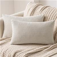 MIULEE Set of 2 Striped Corduroy Square Throw Pillow Case Soft Cushion Cover Sham Home for Sofa Chair Couch/Bedroom Decorative Fluffy Large Pillowcases