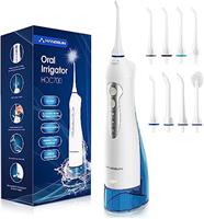 Hangsun Water Flosser Cordless Oral Irrigator Rechargeable Dental Water Jet HOC700 for Teeth Braces with 300ML Water Tank and 8 Jet Tips for Travel & Home Use