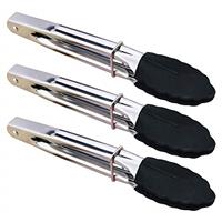 HINMAY 7Inch Silicone Stainless Steel Serving Tongs Set Small Tongs for BBQ, Salad, Grilling, Cooking, Appetizers and Serving Food