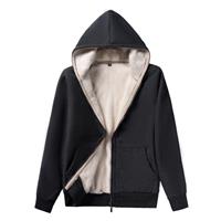 AOTORR Ladies Plain Hoodie Winter Warm Fleece Lined Zip Up Jacket Coat for Women