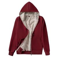 AOTORR Ladies Plain Hoodie Winter Warm Fleece Lined Zip Up Jacket Coat for Women