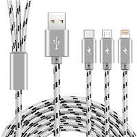 ASICEN 2Pack 3m Multi Fast Charging Cable, Multiple Charger Cord Nylon Braided 3-in-1 USB Charge Cord with Phone/Type C/Micro USB Connector for Phone/Galaxy S10/S9/S8/S7/Huawei/LG/Pixel and More