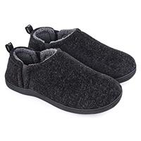 Snug Leaves Men's Wool Felt Slippers Comfy Warm Winter House Shoes with Elastic Gores