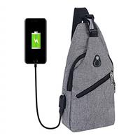 flintronic Sling Bag, Chest Bag with USB Charging Port, Men Women Lightweight Crossbody For Hiking,Cycling, Traveling