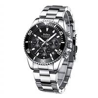 BIDEN Mens Watches Chronograph Stainless Steel Waterproof Date Analog Quartz Watch Business Casual Fashion Wrist Watches for Men