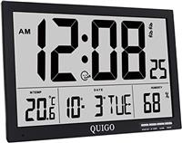 QUIGO Digital Wall Clock for Bedroom Living Room Modern Kitchen