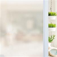Qualsen Window Film Privacy Natural Frosted Non-Adhesive No Glue Office Home Bathroom Living Room Kitchen Glass Film