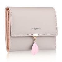 FT FUNTOR PU Leather Wallet with Leaf Pendant Purse for women